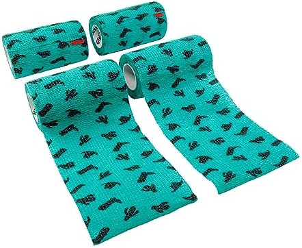 SyrFlex Cohesive Bandage 4” Teal Boot and Cactus 4pk