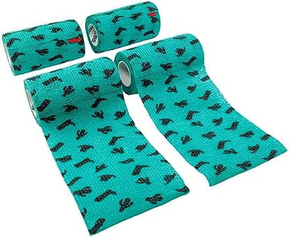 SyrFlex Cohesive Bandage 4” Teal Boot and Cactus 4pk