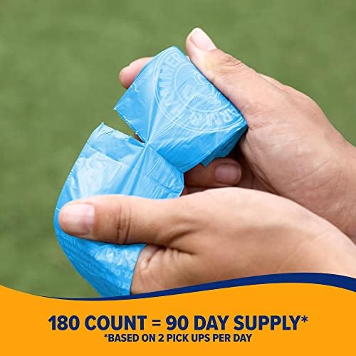Arm & Hammer Durable Disposable Dog And Cat Waste Bags With Activated Baking Soda, 180 Dog Poop Bags, 9 x 14 Inches, Blue (Pack of 2)