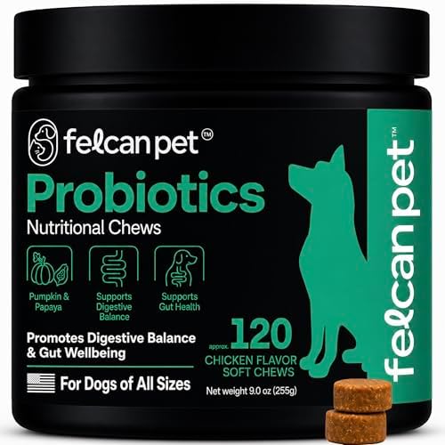 Probiotics For Dogs Soft Chews With Pumpkin, Papaya & Prebiotic Inulin – Dog Probiotic With 6-Strain Blend – Supports Dog Digestive Balance – Gut Health For Dogs – Chicken Flavor, 120 Chews