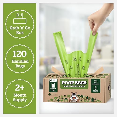 Pogi's Compostable Poop Bags with Easy-Tie Handles – Leak-Proof, Extra-Large, Made with Plants (Single Roll, 120-Count)