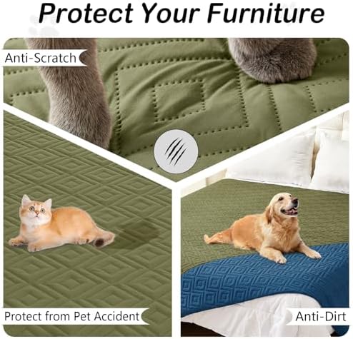 hyha Waterproof Reversible Dog Blanket, Pet Blanket for Sofa Couch