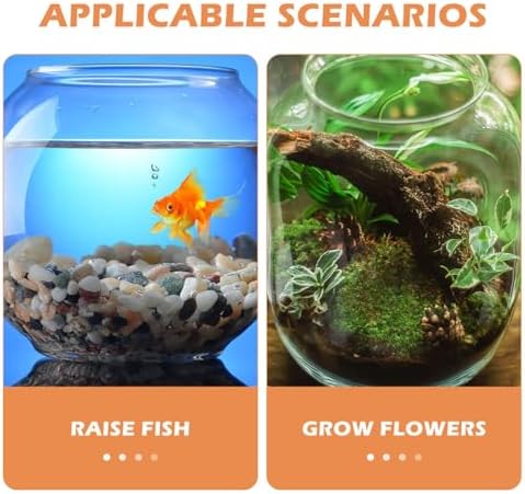 DECHOUS Round Fish Bowl Desktop Fish Tank with Base Small Aquarium Decor for Betta Hydroponic Vase Planter Clear Plastic Tabletop Bowl for Office Home Display