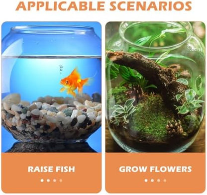 DECHOUS Round Fish Bowl Desktop Fish Tank with Base Small Aquarium Decor for Betta Hydroponic Vase Planter Clear Plastic Tabletop Bowl for Office Home Display