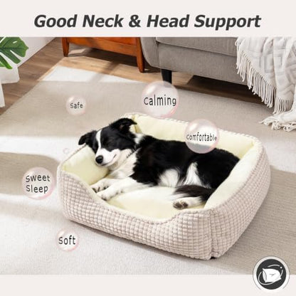 MIXJOY X-Large Dog Bed for Large, Medium, Small Dogs - Rectangle, Washable, Orthopedic, Soft Calming Sleeping Puppy Bed - Durable Pet Cuddler with Anti-Slip Bottom - XL (35"x25"x9")
