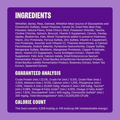 Wellness Complete Health Adult Dry Dog Food, Wholesome Grain Kibble, Natural, Chicken Free, Whitefish and Sweet Potato Recipe, 15 lb Bag