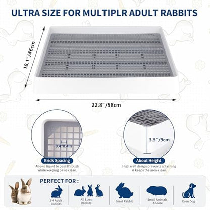 FHTONGE Extra Large Rabbit Litter Box, Low Entry Bunny Potty Trainer Tray