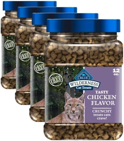 Blue Buffalo Wilderness Tasty Chicken Crunchy Cat Treats, Grain-Free Cat Treats, Real Chicken, Natural Ingredients, Enhanced with Vitamins, Minerals & Other Nutrients, Great for Training, Tub 12 oz.