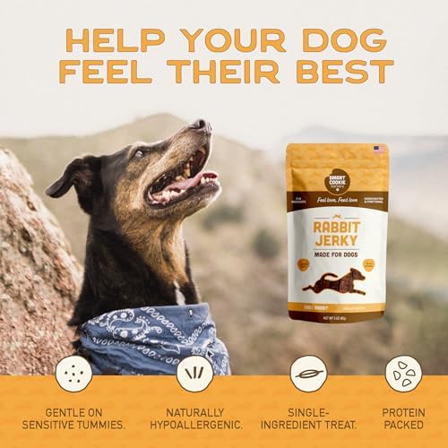 Smart Cookie Single Ingredient Rabbit Jerky Dog Treats - Training Treat Strips for Dogs and Puppies with Allergies, Sensitive Stomachs - Dehydrated, 100% Meat, Grain Free, Made in USA - 3oz, Pack of 1