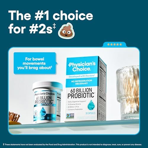 Physician's CHOICE Probiotics 60 Billion CFU - 10 Strains + Organic Prebiotics - Immune, Digestive & Gut Health - Supports Occasional Constipation, Diarrhea, Gas & Bloating - for Women & Men - 84ct