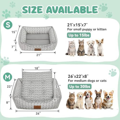 Zerbuger 25in Grey Pattern Rectangle Cat Dog Bed Machine Washable Sofa