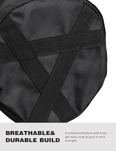 Harrison Howard Horse Muzzle Feed Bag Nylon Mesh Grain Feed Bag with Padded Neck Strap Adjustable Belt Black Small