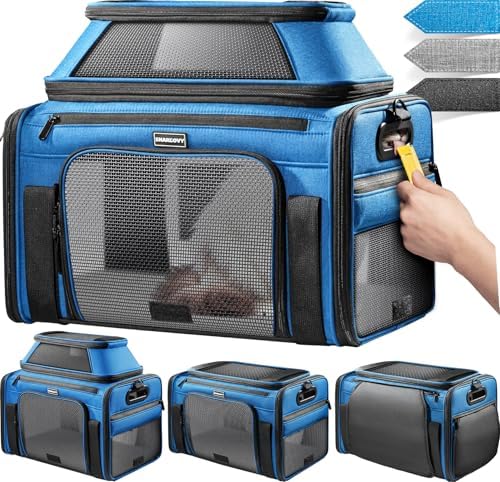 Top-Expandable Pet Carrier with Treat Pet Window,17x11x9.5 Airline Approved