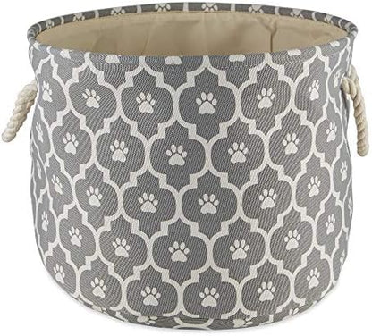 Bone Dry Pet Storage Collection Lattice Paw Print, Gray, Small Round
