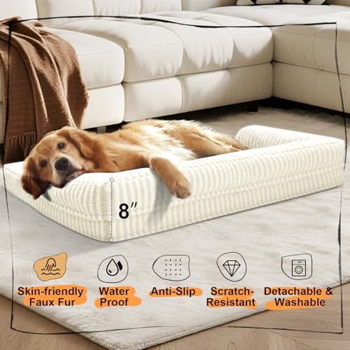 MEKIY Orthopedic XL Dog Bed with Bolster for Extra Large Size Dogs