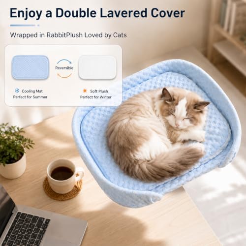 Desk Bed for Indoor Cats, Adjustable Clamp-On Bed with 40 lbs Weight