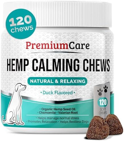 Calming Chews for Dogs - Dog Calming Chews Duck Flavor 120 Soft Chews