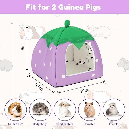 BWOGUE Guinea Pig Bed Hideout, Washable Hamster Cave for Small Animals