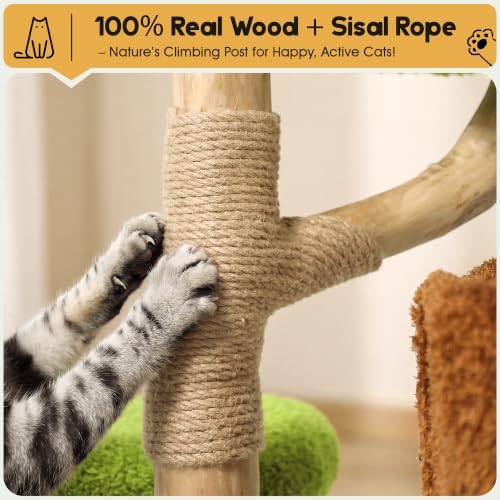 KAMABOKO 57" Tall Indoor Cat Tree, Large Tower with 2 Condos & Sisal Scratching Pad
