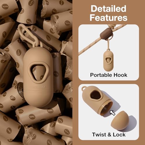 VETRESKA Dog Poop Bags Dispenser with Coffee Scented Waste Bags, 105 Counts