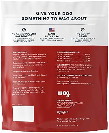 Amazon Brand - Wag Soft & Tender American Jerky Dog Treats – Turkey Recipe (24 oz)