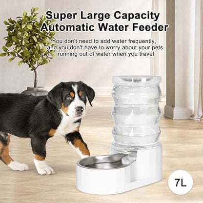 RIZZARI 6.5L Stainless Steel Dog Water Dispenser:Anti Spill for Medium Dogs