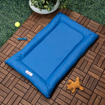 DBD3004D-M Archie 29.5" x 22.5" Traditional Oxford Waterproof Indoor/Outdoor Hand-Washable Memory Foam Camping Pet Bed, Cobalt