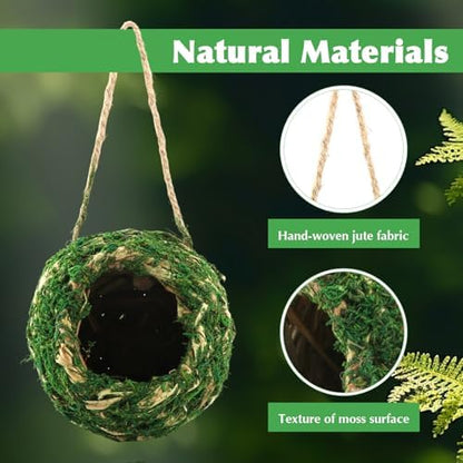 Hand‑Made Moss Reptile Hide,Humid Terrarium Cave for Juvenile Gecko & Frog