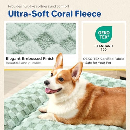 ABCPET Large Dog Bed Sofa, Fluffy Pet Bed for Medium and Large Dogs, Supportive Dog Couch Sofa for Dogs, Pet Sofas with Washable Cover & Non-Slip, 38 inch, Green