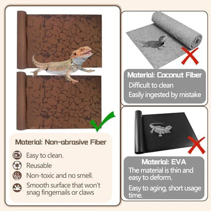 BNOSDM 2 PCS Reptile Carpet Mat Terrarium Liner Bedding Reptile Cage Mat Supplies for Tortoise Lizard Leopard Gecko Snake Chameleon 23.6’’ x 15.7’’