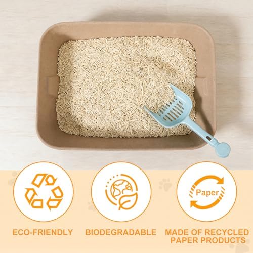 Disposable Litter Boxes for Cats, Durable and Water Resistant, Sustainable Large Disposable Litter Box, Disposable Cat Litter Boxes for Indoor/Travel Use, Standalone or as Liner (Brown, Large 10-Pack)