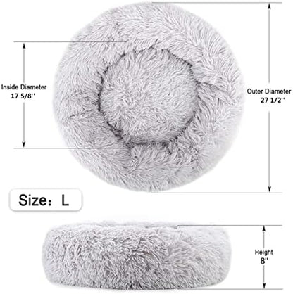 NOYAL Calming Dog Bed Donut Anti Anxiety Fluffy Dog Bed for Small Medium Dog and Cat