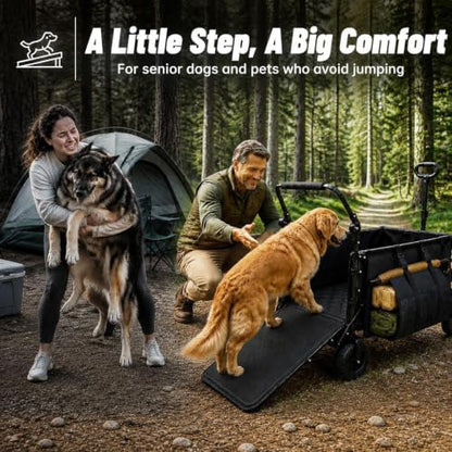 Foldable Dog Wagon for Medium & Large Dogs with Drop-Down Tailgate