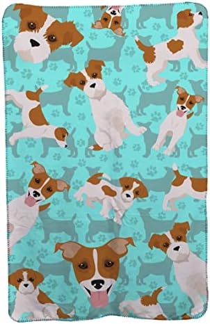 Caroline's Treasures MLM1080TBLT Red and White Jack Russell Terrier Soft Travel Blanket with Bag Airplane Blanket, Indoor Outdoor Camping Blanket for Traveling, Picnics, Beach Trips, Concerts