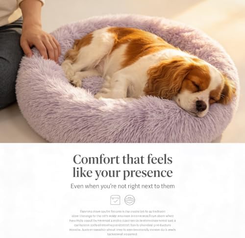 nononfish Round Calming Dog Bed,Plush Donut Pet Bed for Small Dogs