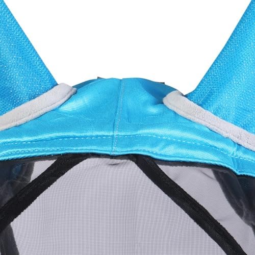 Harrison Howard CareMaster Pro Luminous Horse Fly Mask Large Eye Space Standard with Ears UV Protection for Horse Sky Blue M Cob