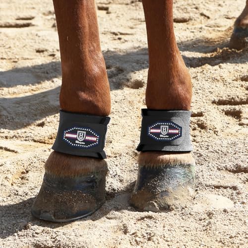 Harrison Howard Durable Shock-Absorbent Breathable Impact Protection Pastern Wraps for Horse Sold in Pairs Black