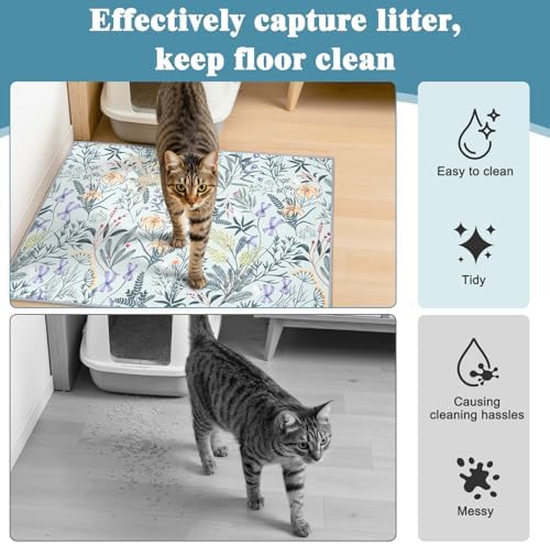Bienbee Cat Litter Mat, 2 Pack 33" x 22" Machine Washable for Litter Boxes