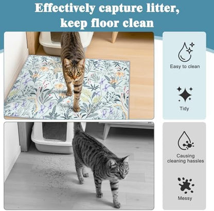 Bienbee Cat Litter Mat, 2 Pack 33" x 22" Machine Washable for Litter Boxes
