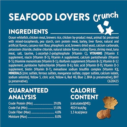 Purina Friskies Cat Treats, Party Mix Seafood Lovers Crunch - (Pack of 6) 6 oz. Pouches