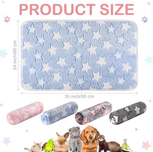 Reginary 4 Pcs Guinea Pig Fleece Cage Liners, Cute Star, 35 x 24 Inch