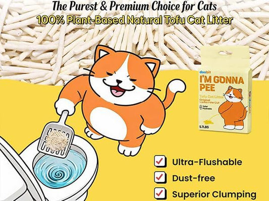 Tofu Cat Litter Flushable, Fast Clumping, Scoop Poop Easily, Less Dust, Less Tracking, Natural Non Toxic Cat Litter, sustainably Yours, I'm Gonna Pee(5.7lb x 1pack)