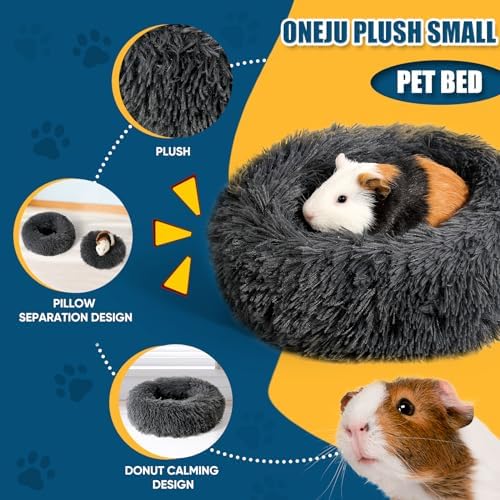 Plush Guinea Pig Bed - Plush Guinea Pig Hideout, Removable Cushioned Pillow, Super Cozy, Ideal Burrowing Bed for Small Pets, Dark Gray