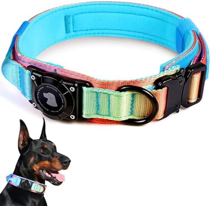 2026 Upgrade Waterproof Tactical AirTag Dog Collar, Built in AirTag Holder