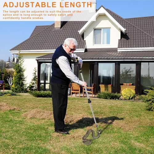 Snake Hooks, Stainless Steel Snake Hook Extendable Handled Desigh for Removling Large or Small Snakes and Reptiles Rattlesnakes Python Copperhead Stainless Steel Handle 35"-65"