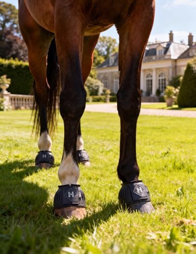 Harrison Howard Rubber Bell Boots for Horses, Hoof Overreach Protection for Horses, w/Upgraded Leather Touch Tape
