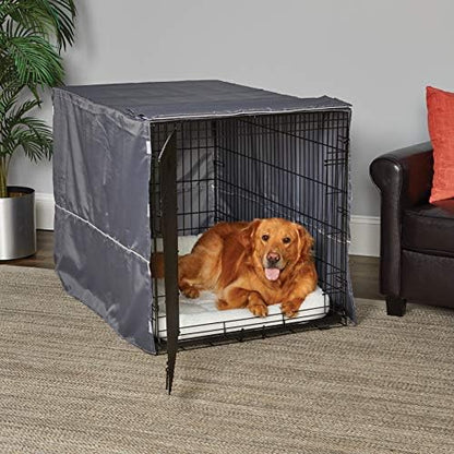 New World Midwest Homes for Pets XL Dog Crate Cover, Polyester Privacy Kennel Cover Fits Most 48-inch Crates, Light Gray, Machine Washable, Reduces Barking & Chewing