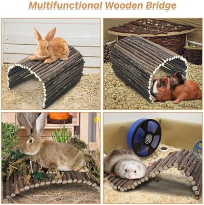 PINVNBY Extra Large Wooden Bunny Ladder Bridge (25 x 15 inches), Rabbits Hideout, House, Tunnel, Rodents Chew Toys for Guinea Pig, Chinchillas, Hedgehogs, Ferrets, Rat