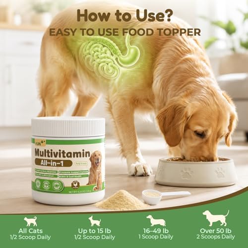 VUN Pet The Daily Dog Vitamins Supplements Multivitamin Powder for Dogs - Supports Whole Body Health, Digestion, Mobility & Immunity with Collagen, Glucosamine & Probiotics
