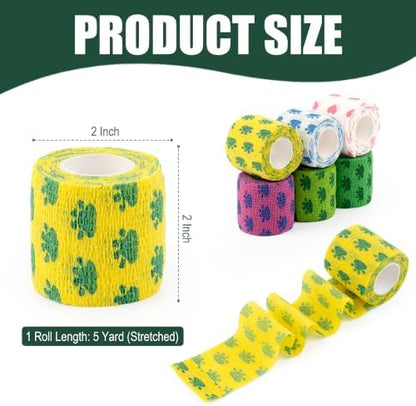 Vet Wrap Cohesive Bandages, Self-Adhesive Bandage Wrap, Breathable Non-Woven Self Adherent Tape for Pet Dog Leg Paw Wound, Horse, Cat, First Aid & Ankle Sprain, 2 Inch, 6 Rolls
